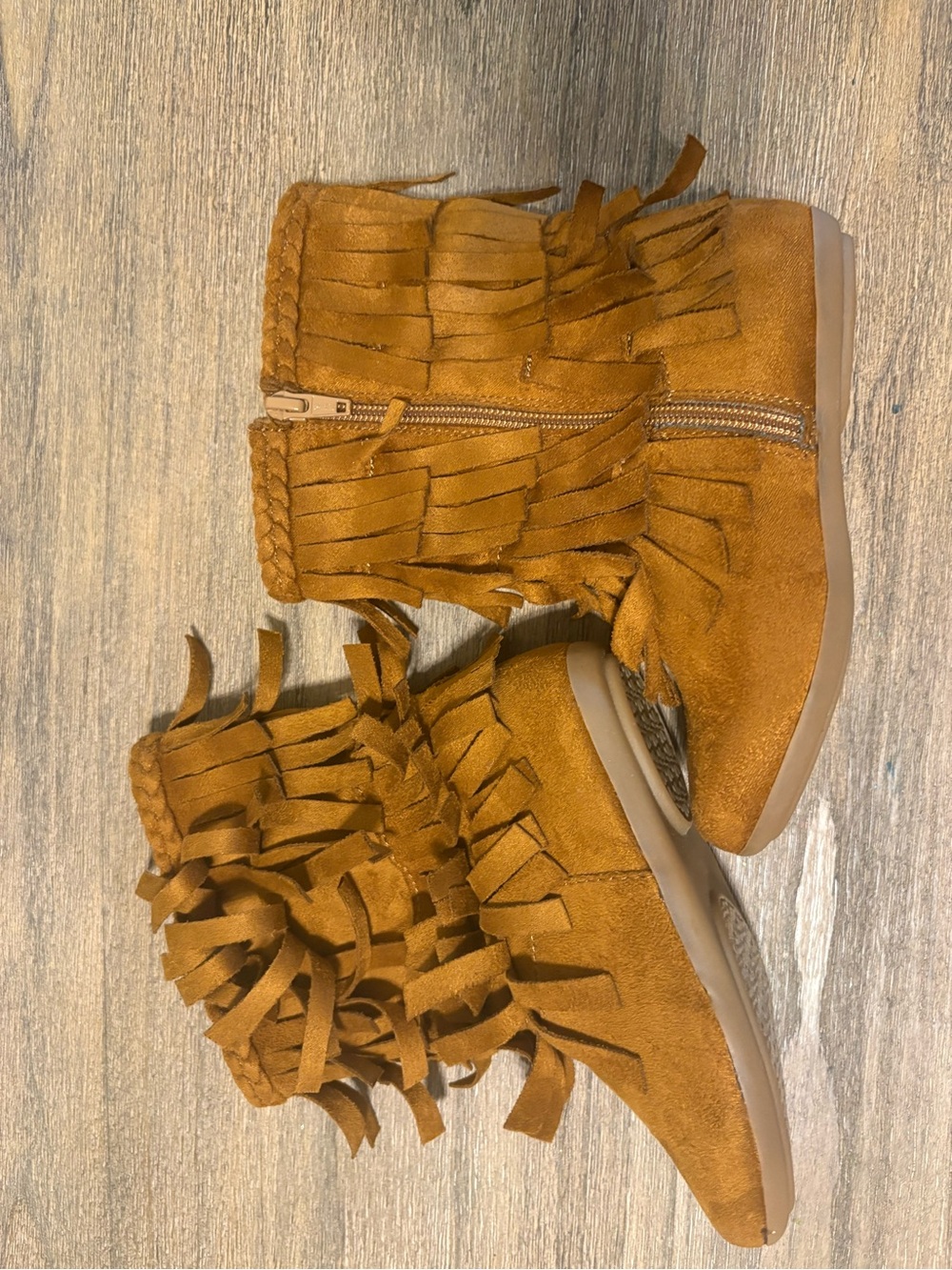 jumping beans Girls' Fringe Suede Boots - Tan